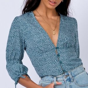 Princess Polly Teal Crop Top